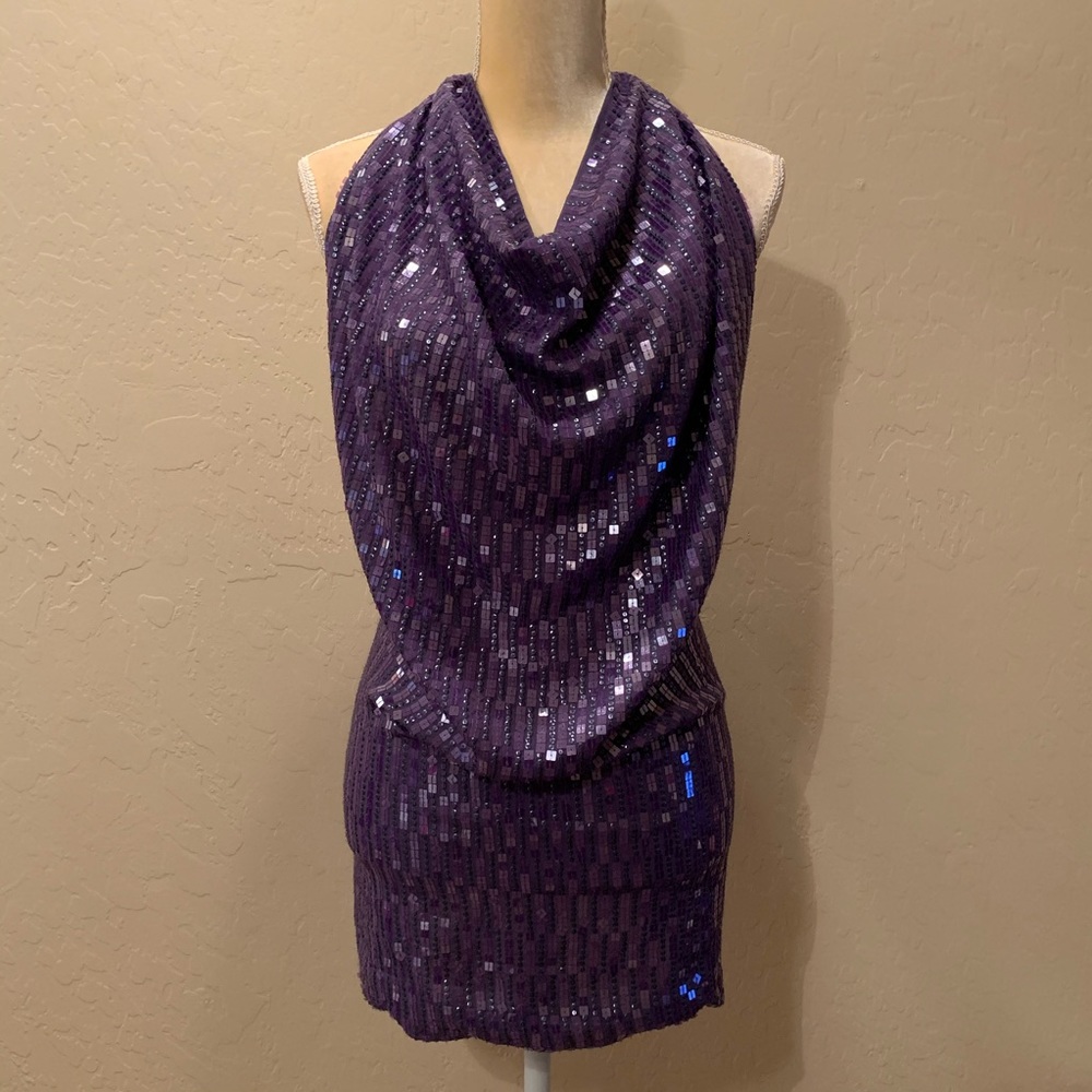 Patrizia Pepe Firenze Silk Sequin Open Back Dress